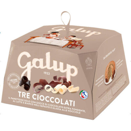 Galup - Panettone Three Chocolates Hazelnut Choc-Dark Choc- White Choc - 750g (26.5oz)