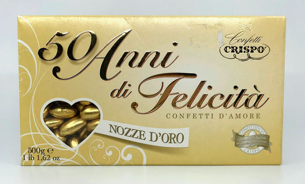 CONFETTI CRISPO - 50 ANNI - MANDORLA - 500g - ORO